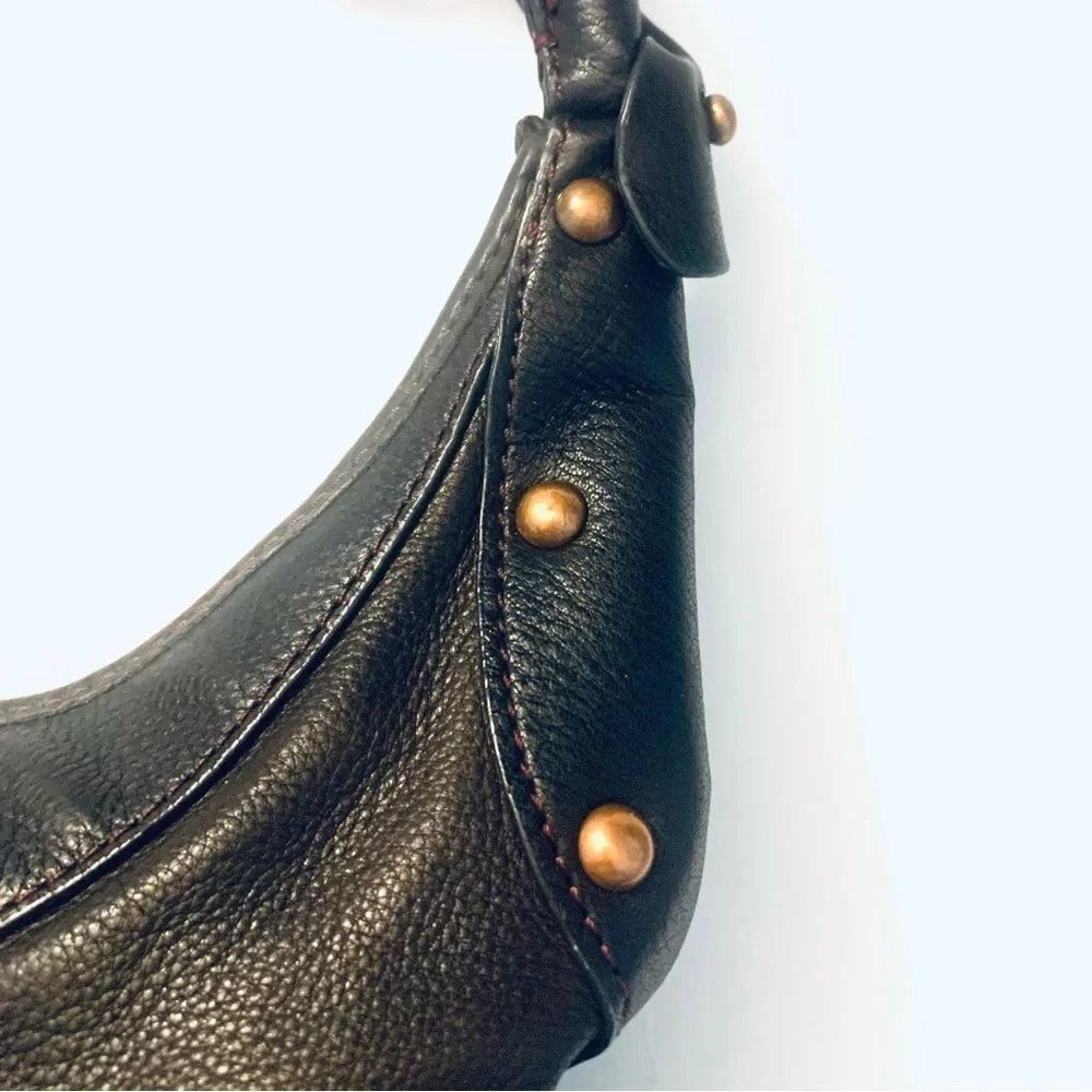 KATE LANDRY Brown Large Leather Hobo Shoulder Handbag